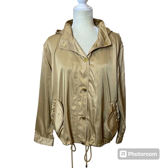 MICHAEL Michael Kors Jackets & Blazers - Michael Kors Gold Packable Windbreaker Hooded Snap Button Windbreaker Jacket XL